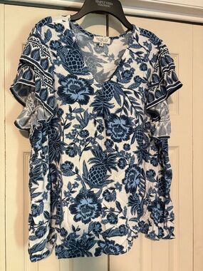 Rachel Zoe Printed Top sz 2XL